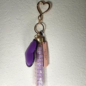 Victoria's Secret, Lilac, Heart Tassel studded Keychain, Bag Charm